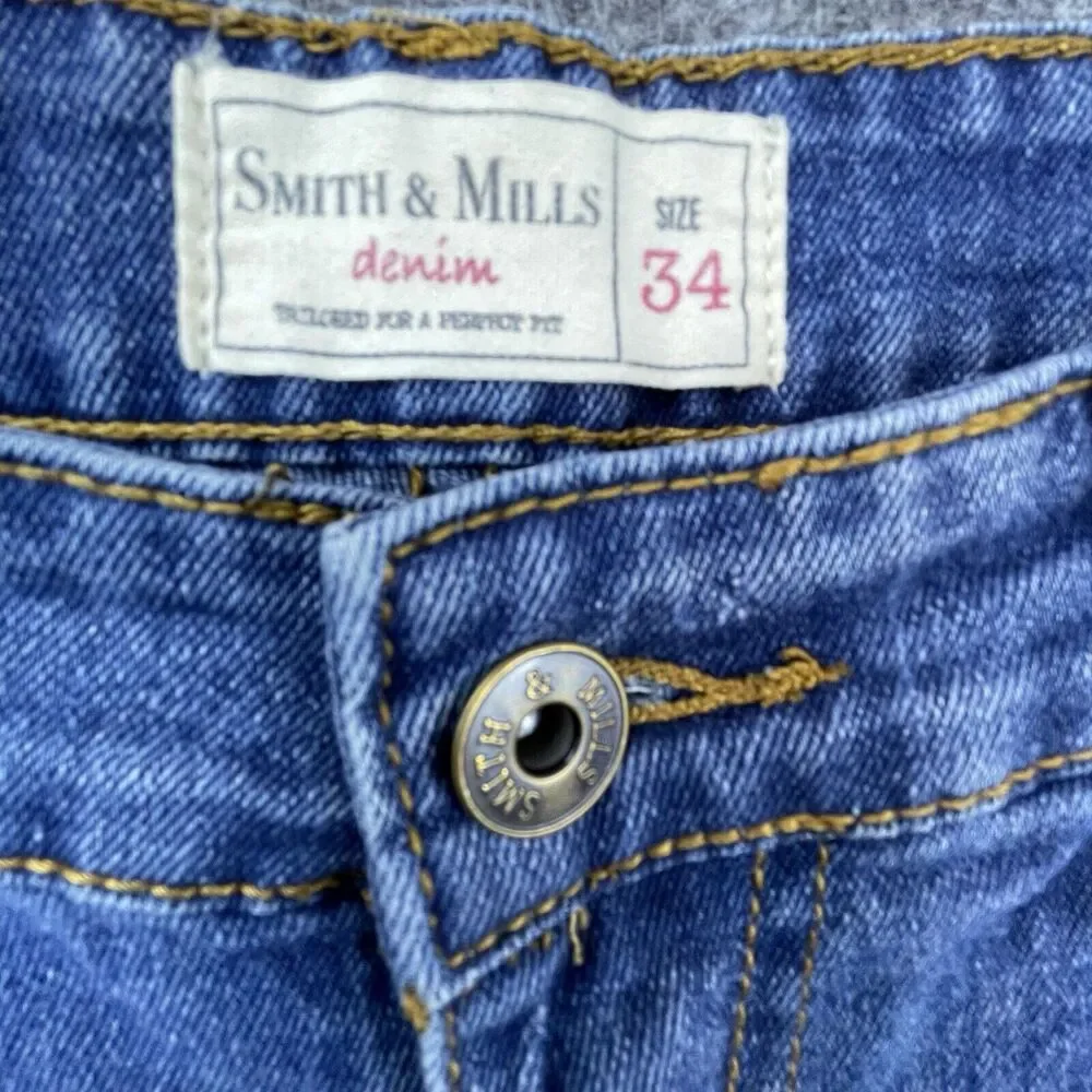 Smith & Mills‎ Denim Jeans Mens 34 Blue Slim Straight Stretch Classic